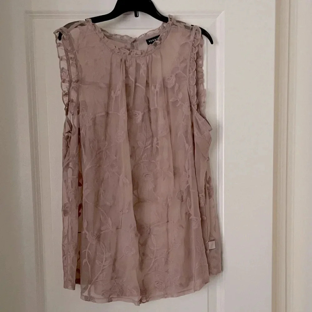 TORRID cute lace mesh embroidered see through pink blouse sheer cute - Picture 2 of 7